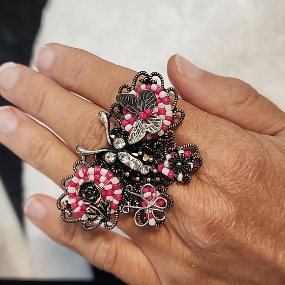 Butterfly Beaded rings - Picture 2 of 4